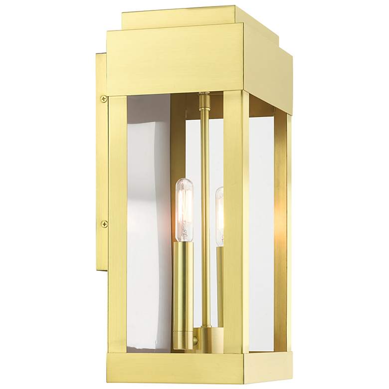Image 7 2 Light Satin Brass Outdoor Wall Lantern more views