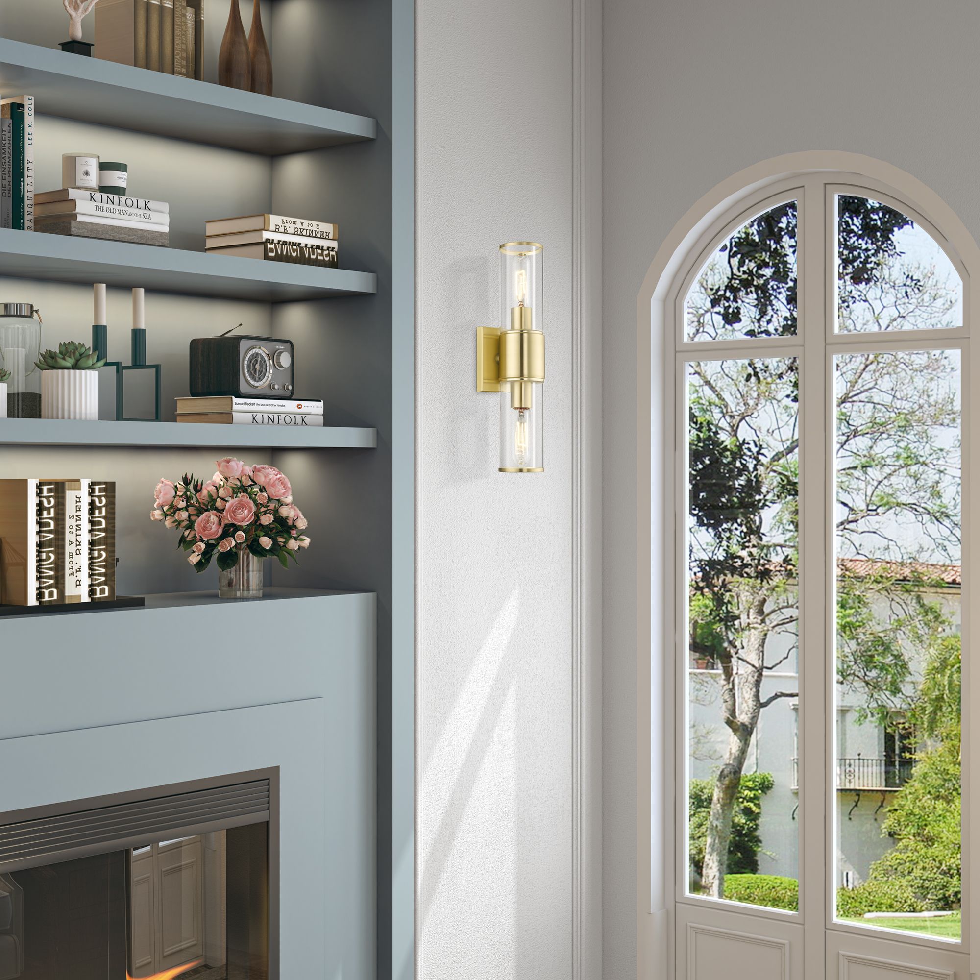 2 Light Satin Brass Vanity Sconce