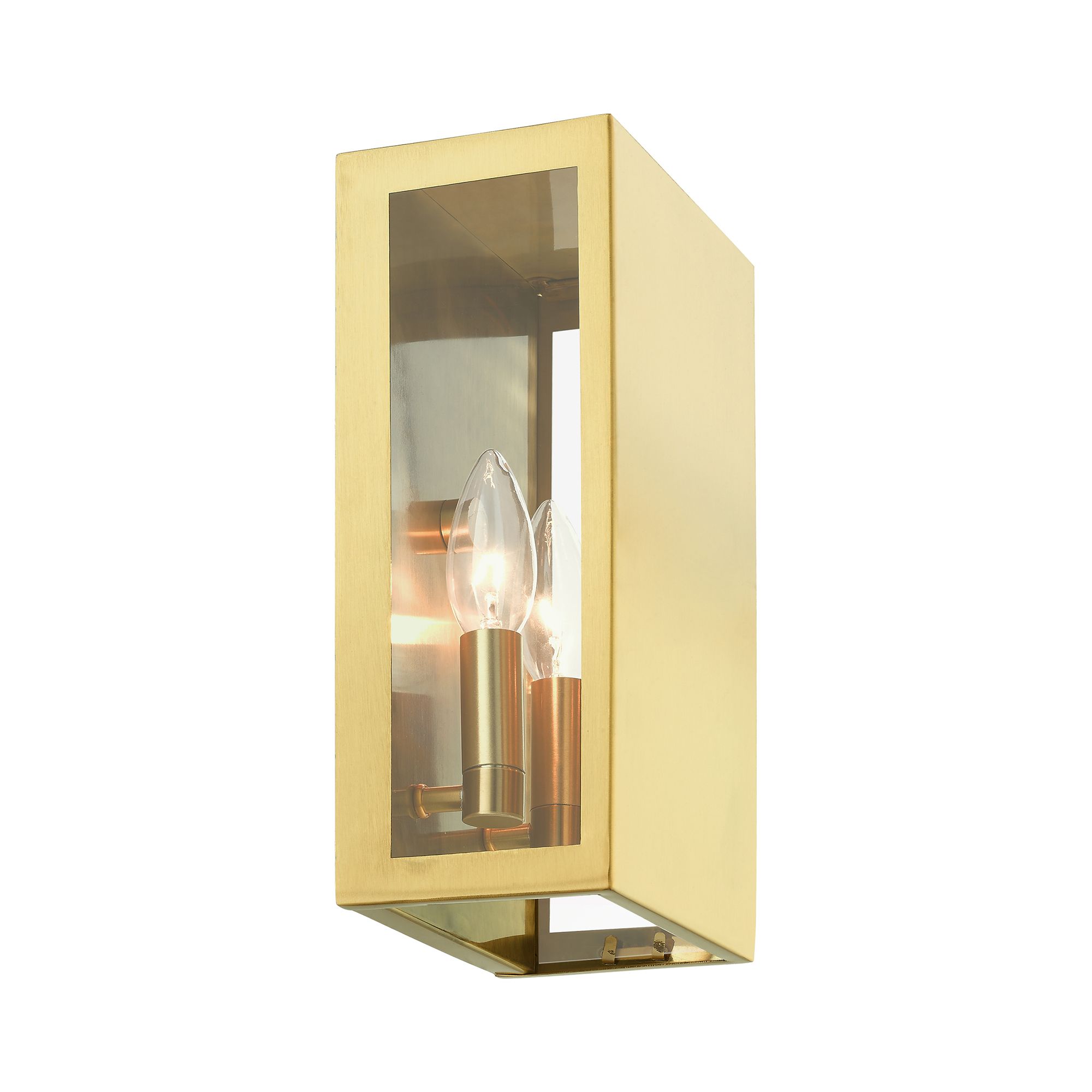2 Light Satin Gold Outdoor ADA Medium Sconce