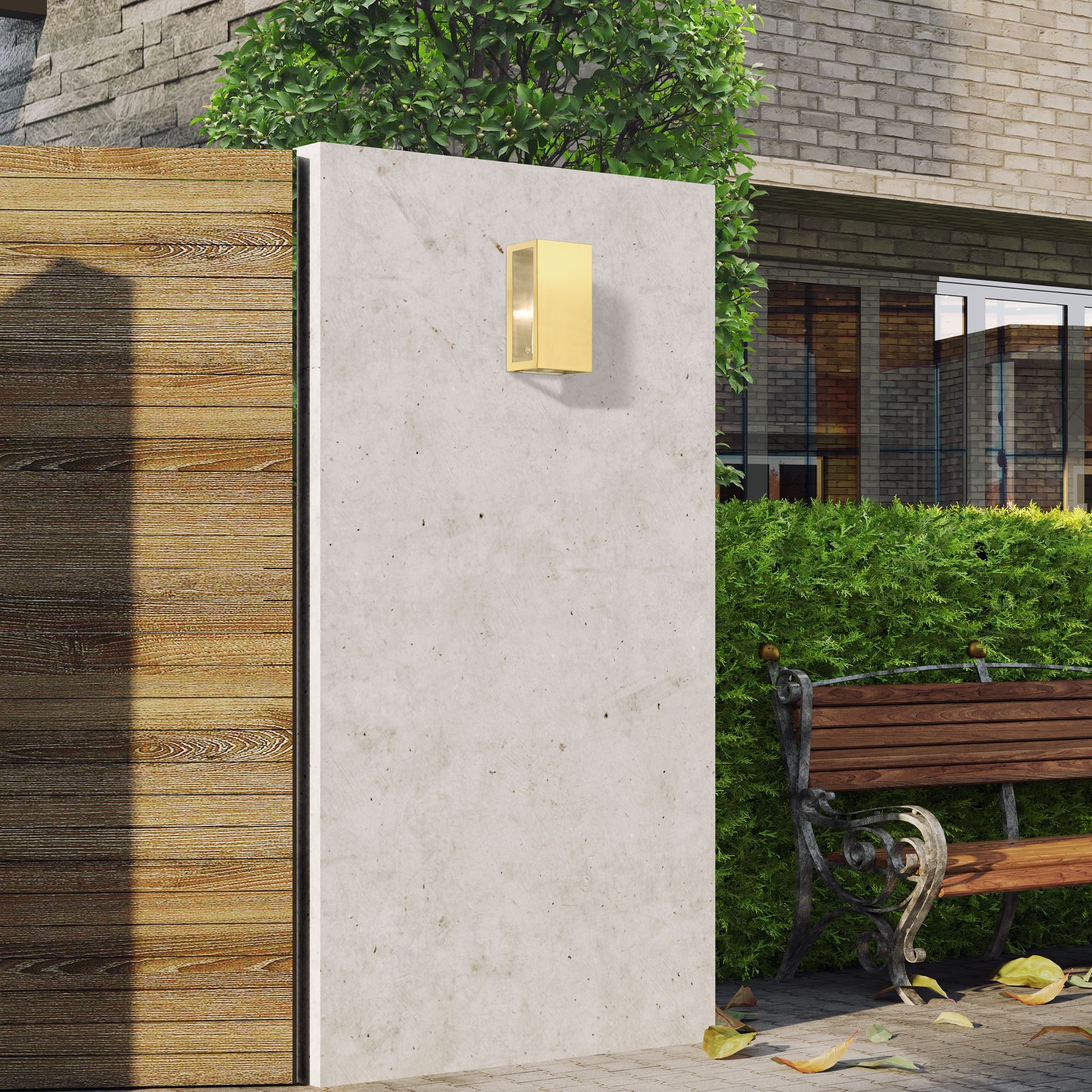 2 Light Satin Gold Outdoor ADA Medium Sconce