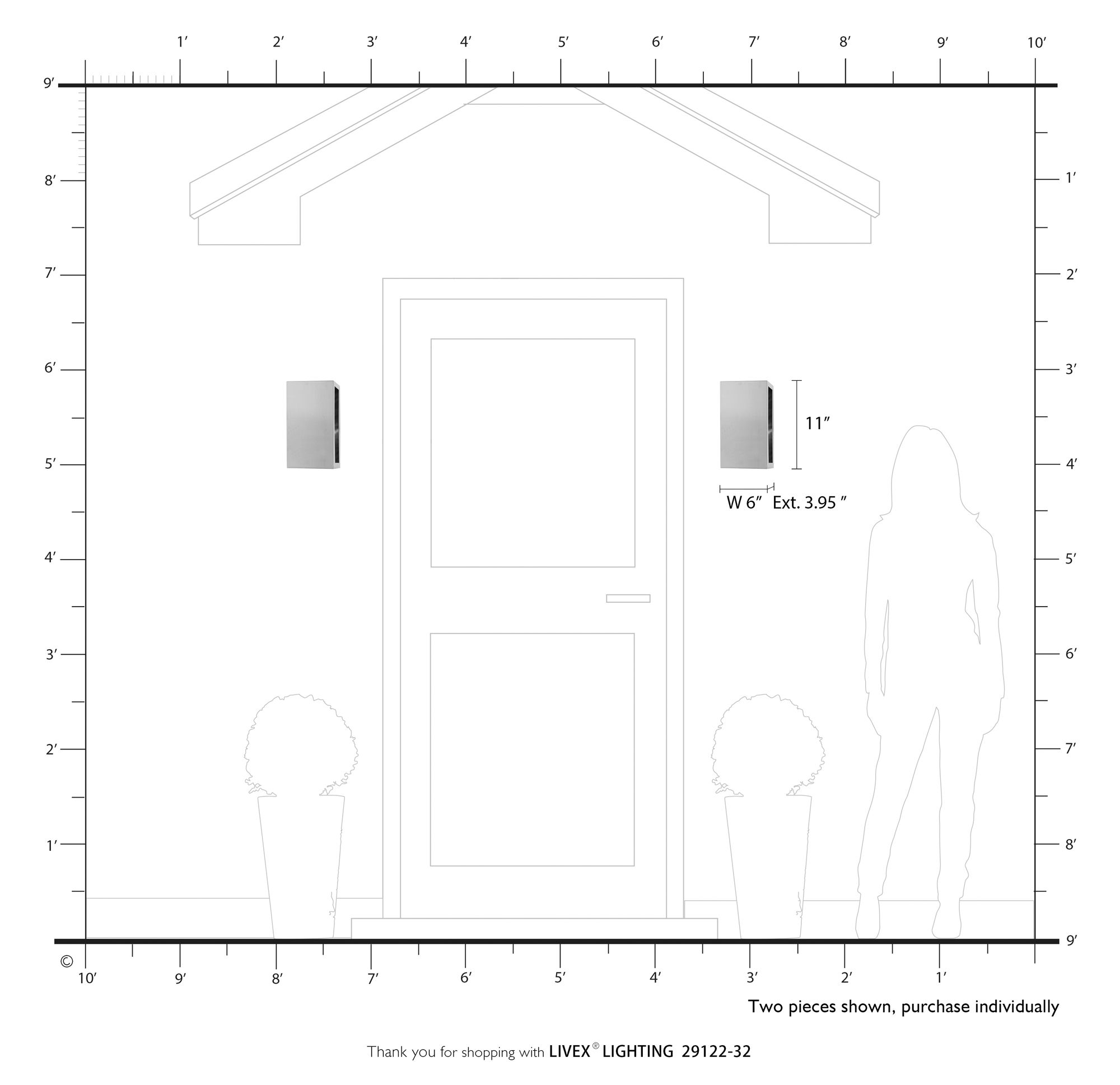 2 Light Satin Gold Outdoor ADA Medium Sconce