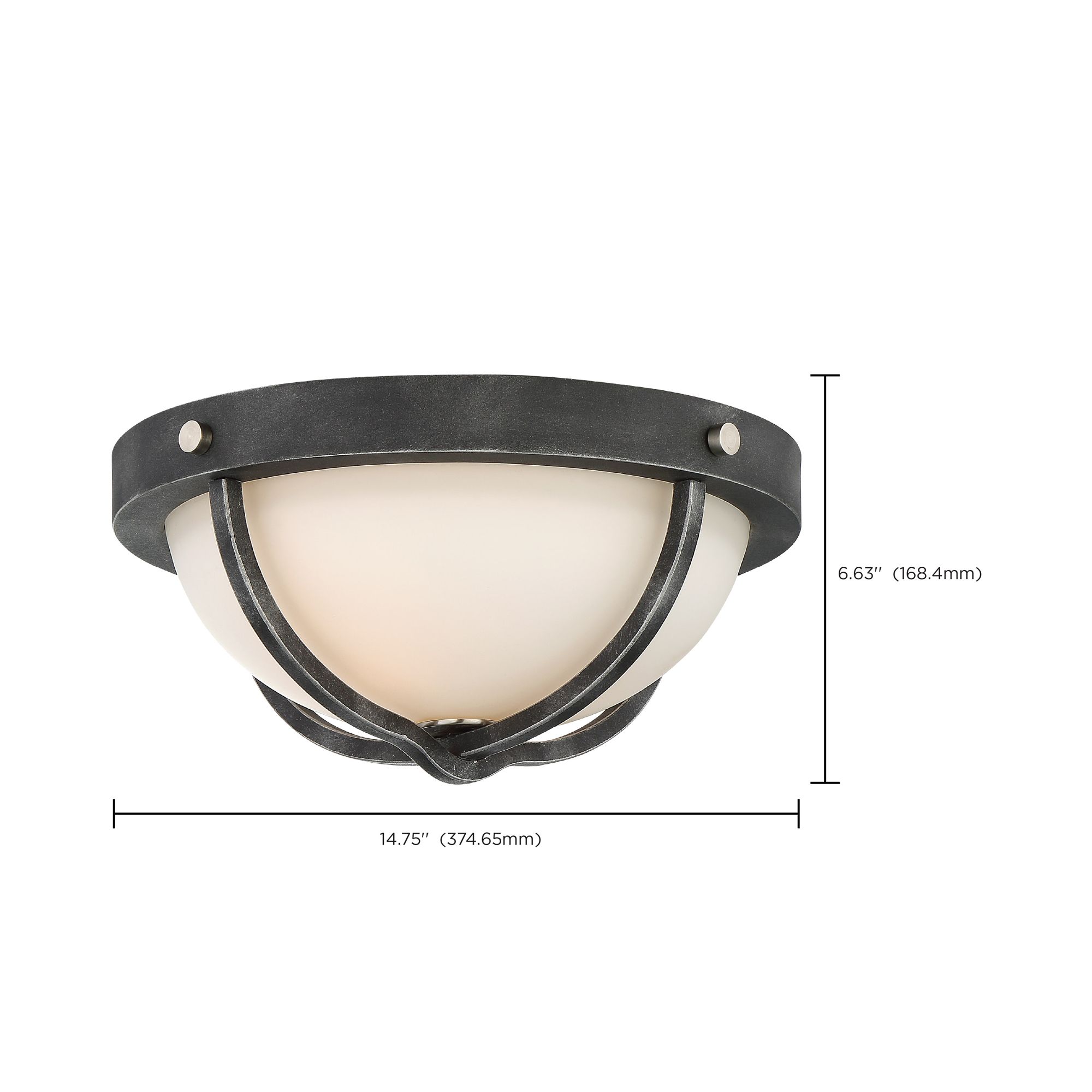 Image 2 2 Light; Sherwood Flush Mount Fixture; Iron Black w/ Brushed Nickel Finish more views
