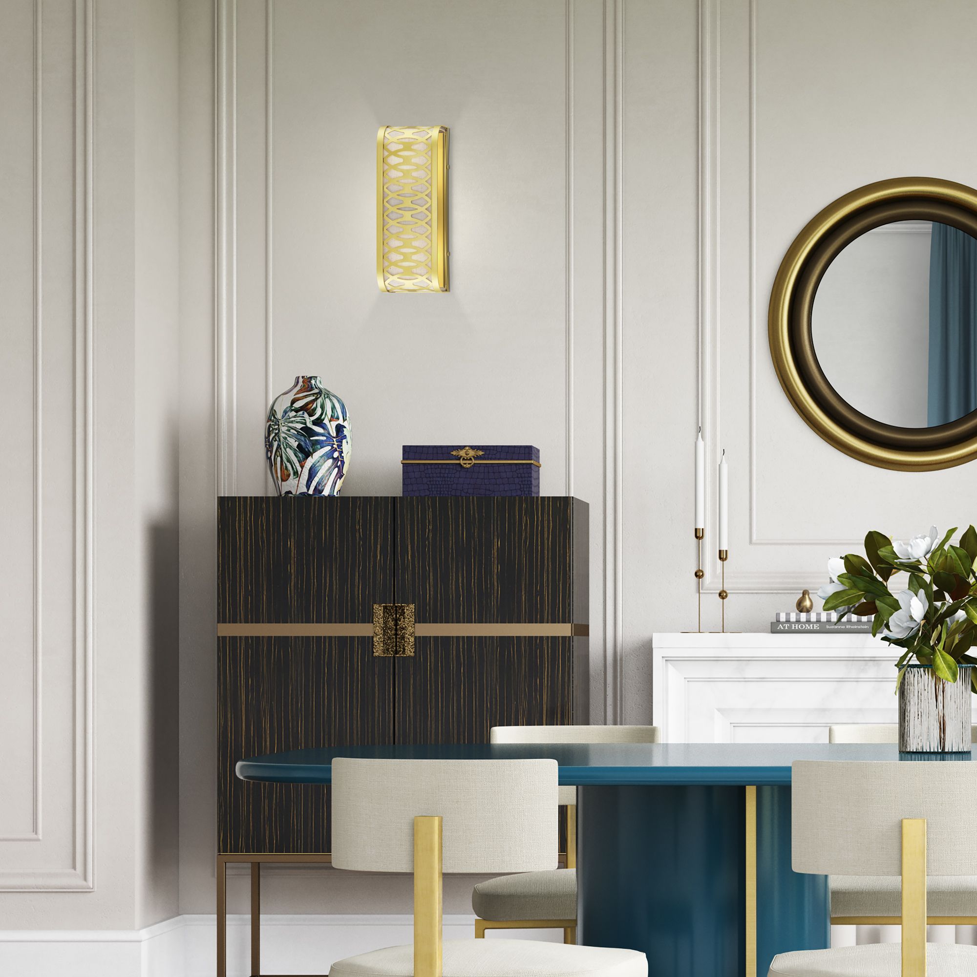 2 Light Soft Gold ADA Sconce with Oatmeal Color Shade