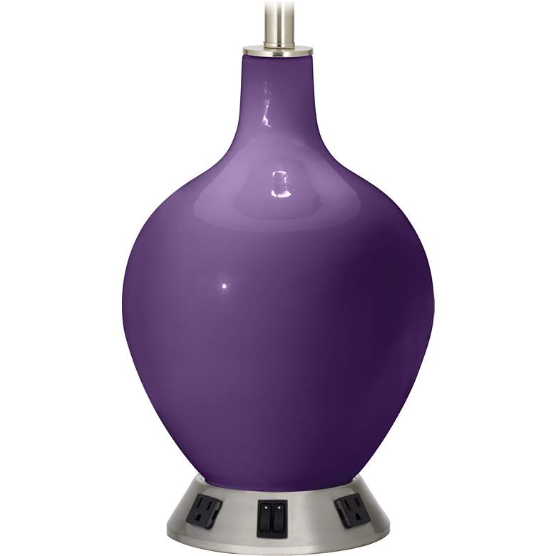 Image 1 2-Light Table Lamp - 2 Outlets and USB in Acai