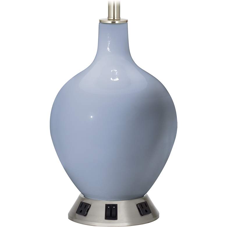 Image 1 2-Light Table Lamp - 2 Outlets and USB in Blue Sky