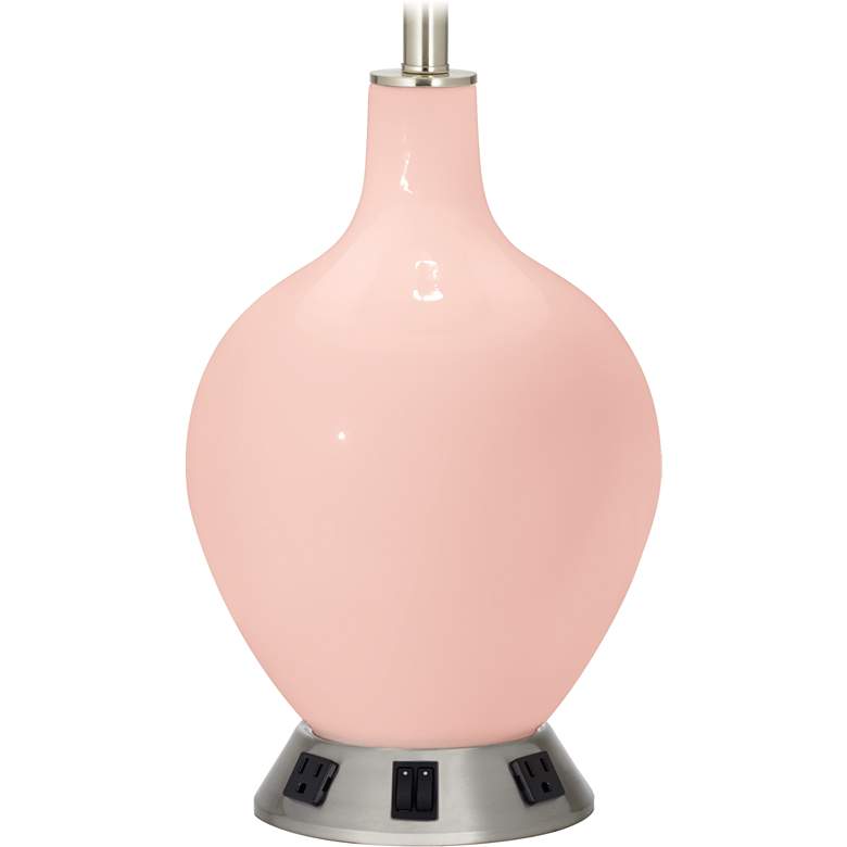 Image 1 2-Light Table Lamp - 2 Outlets and USB in Rose Pink