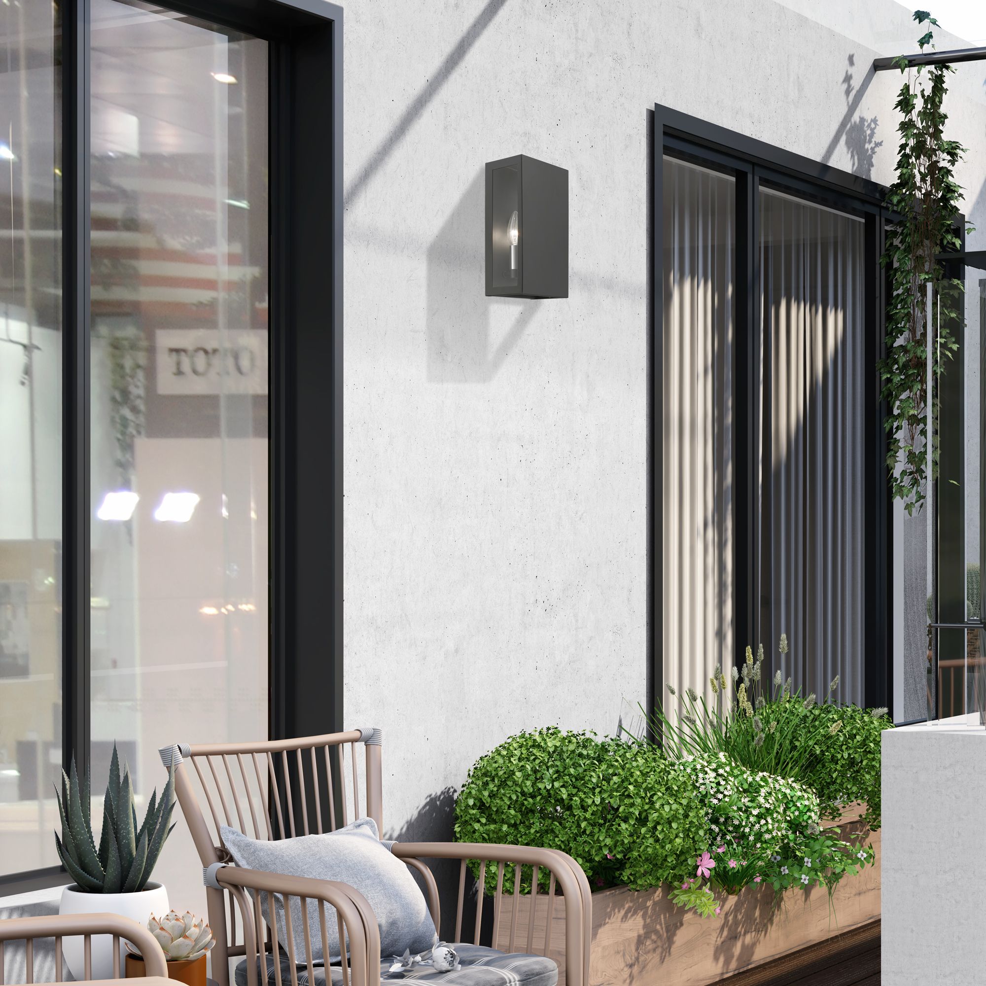 2 Light Textured Black Outdoor ADA Medium Sconce