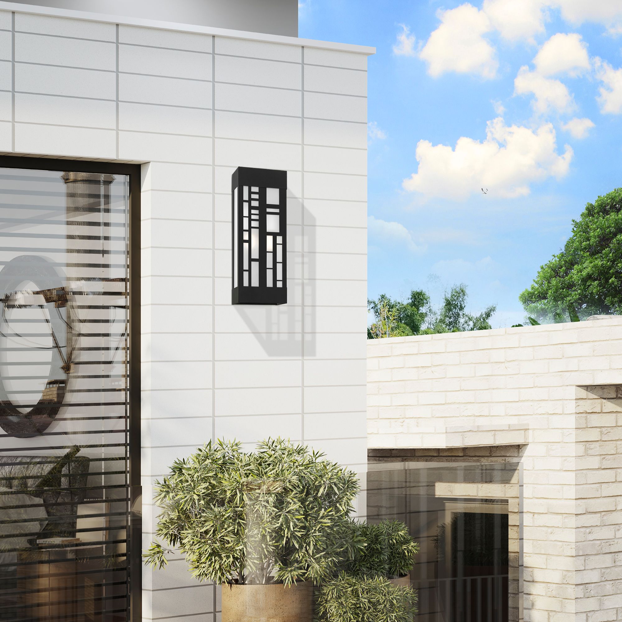 2 Light Textured Black Outdoor ADA Sconce