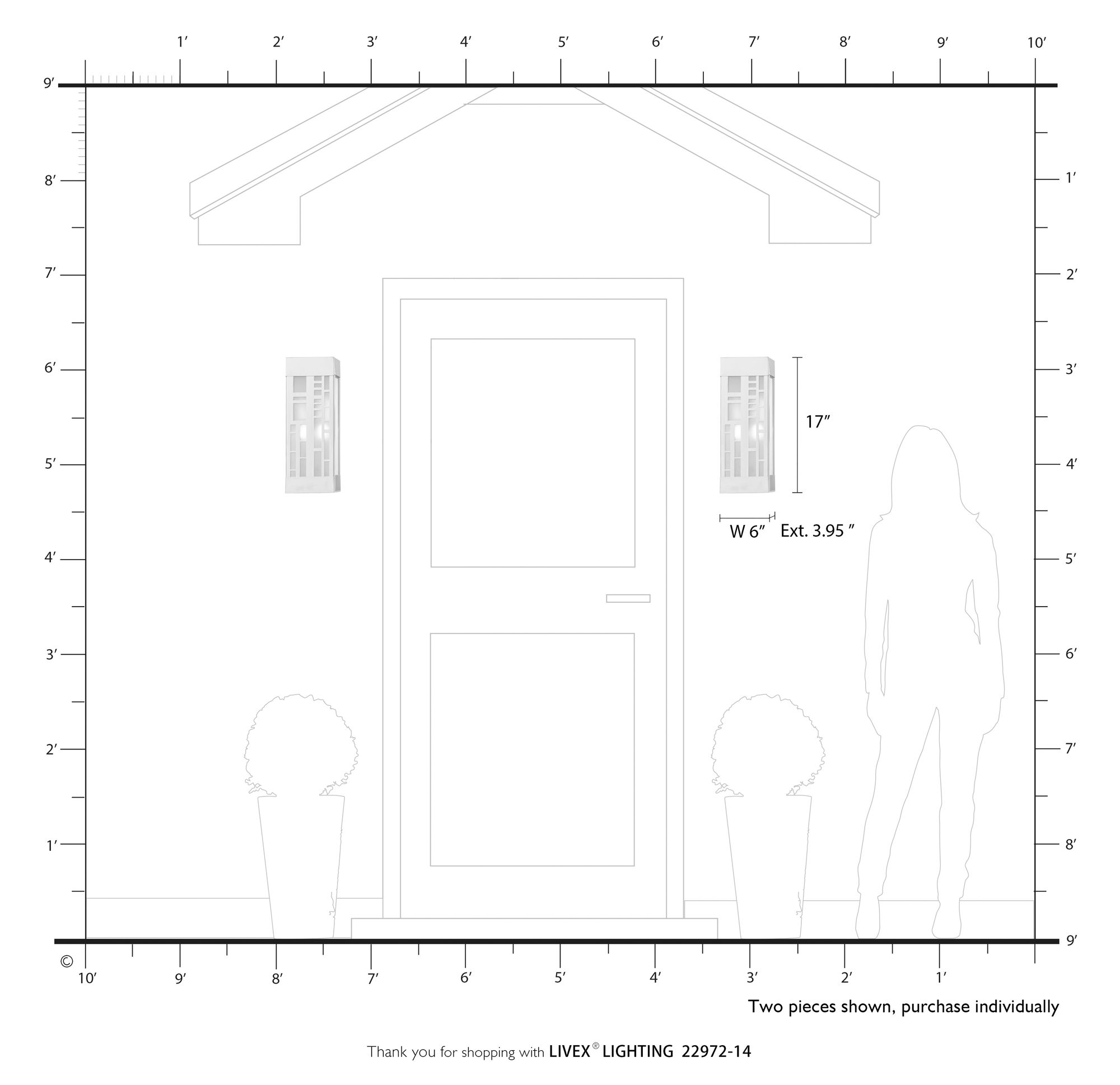 2 Light Textured Black Outdoor ADA Sconce