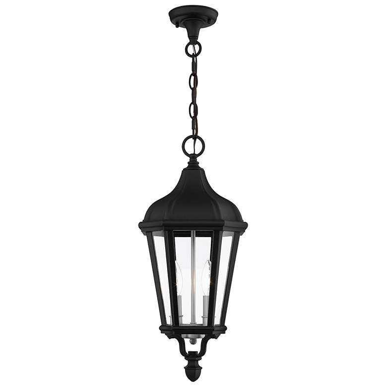 Image 2 2 Light Textured Black Outdoor Pendant Lantern