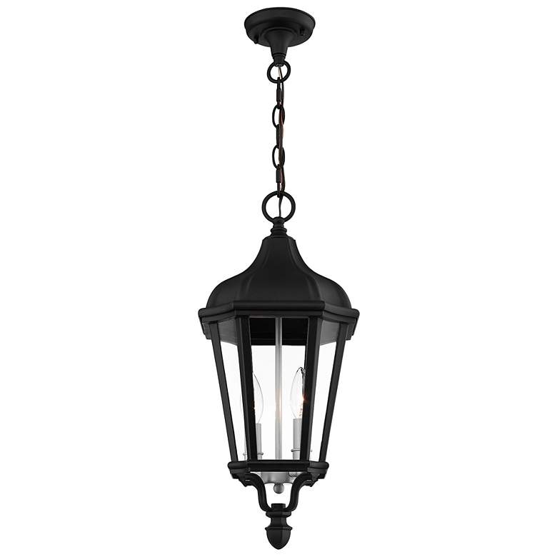 Image 4 2 Light Textured Black Outdoor Pendant Lantern more views