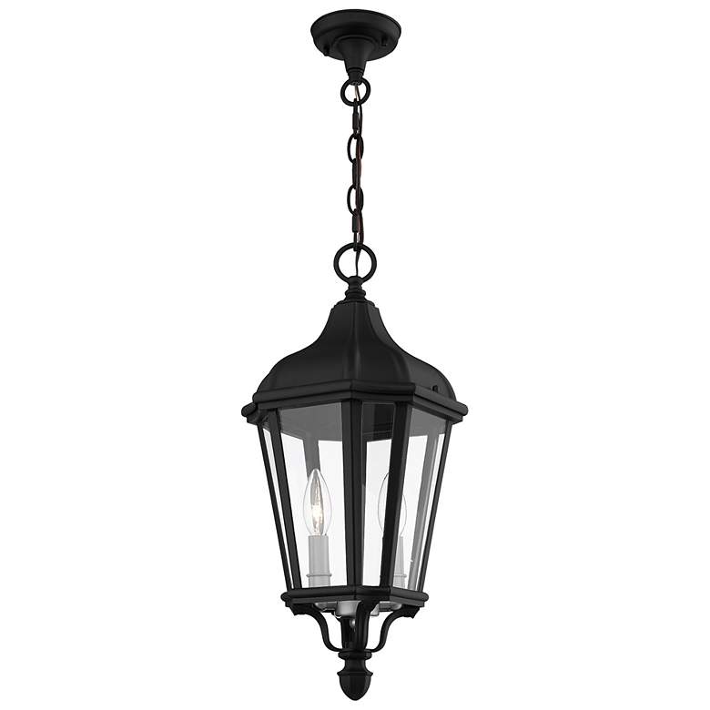 Image 5 2 Light Textured Black Outdoor Pendant Lantern more views