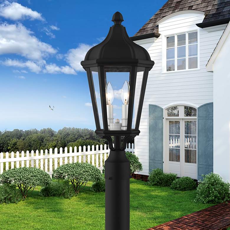 Image 1 2 Light Textured Black Outdoor Post Top Lantern