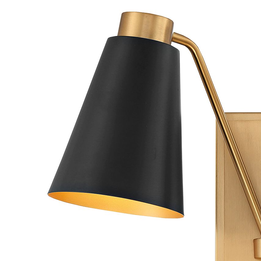 Image 2 2-Light Wall Sconce in Matte Black with Natural Brass more views