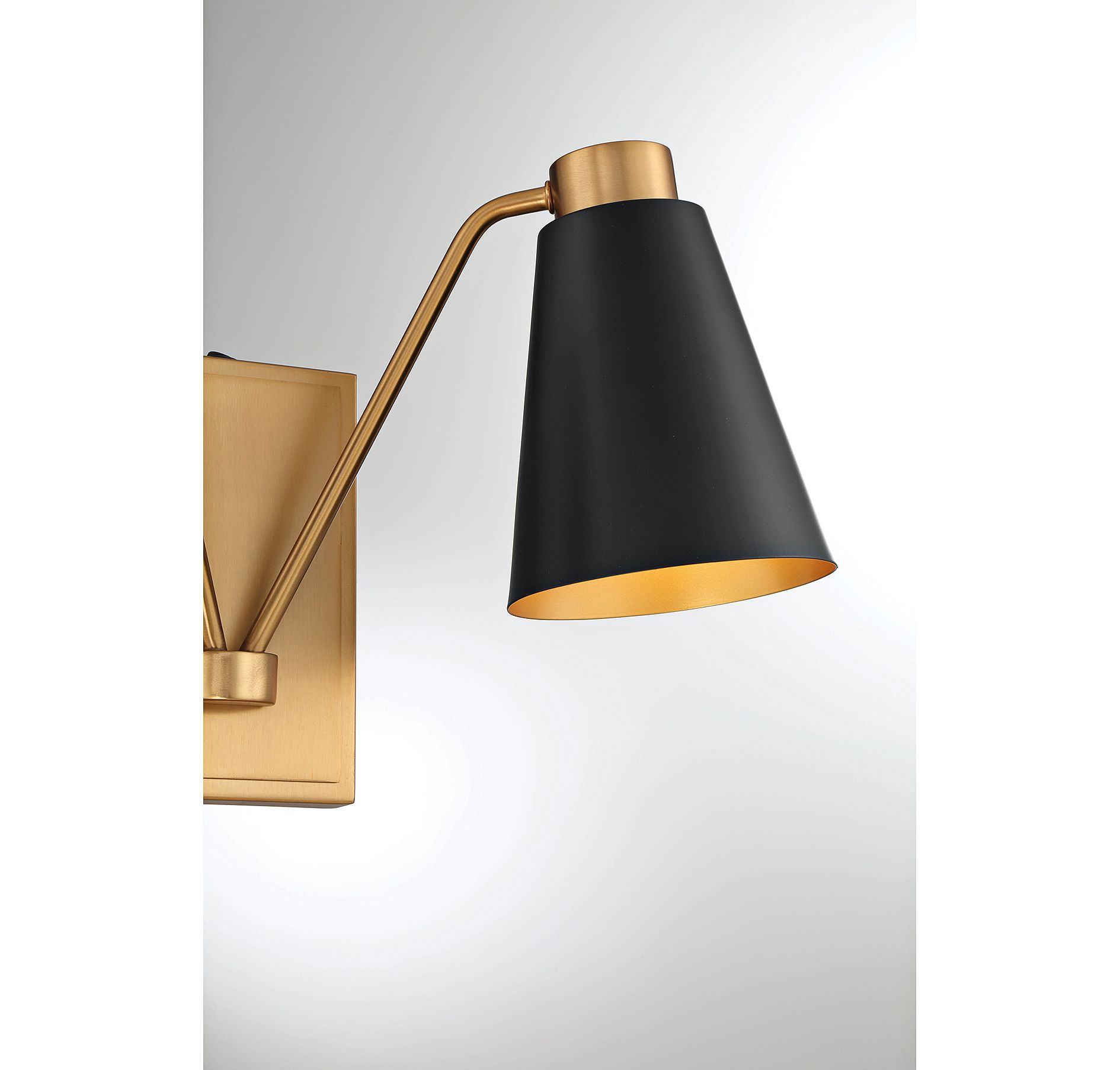 Image 6 2-Light Wall Sconce in Matte Black with Natural Brass more views