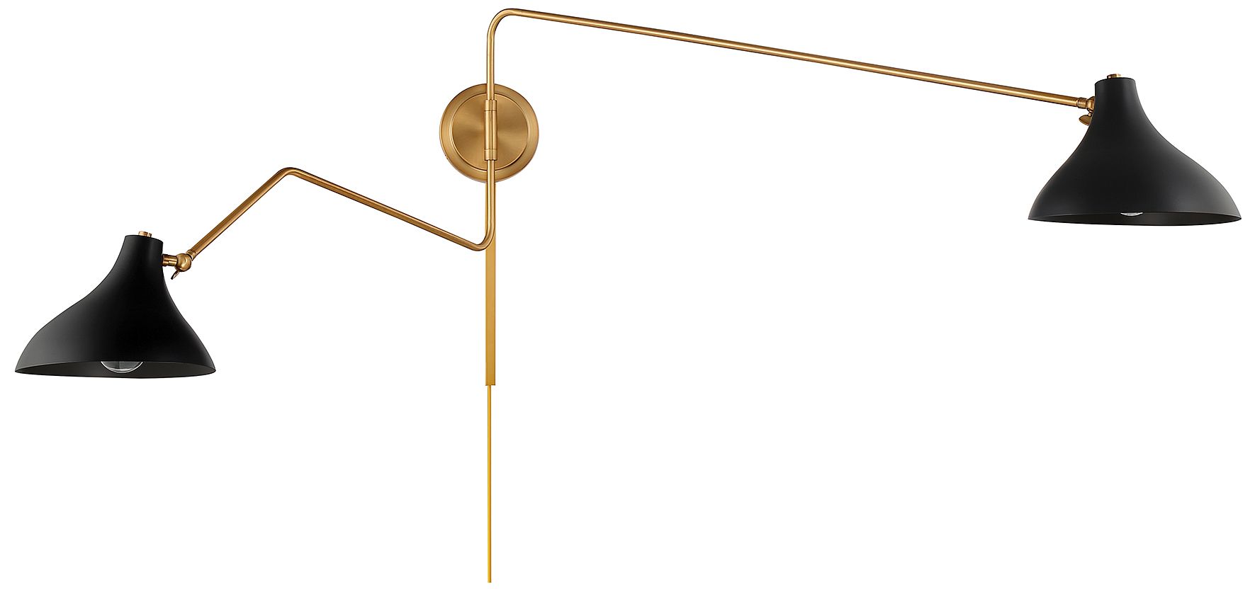 Image 2 2-Light Wall Sconce in Matte Black with Natural Brass more views