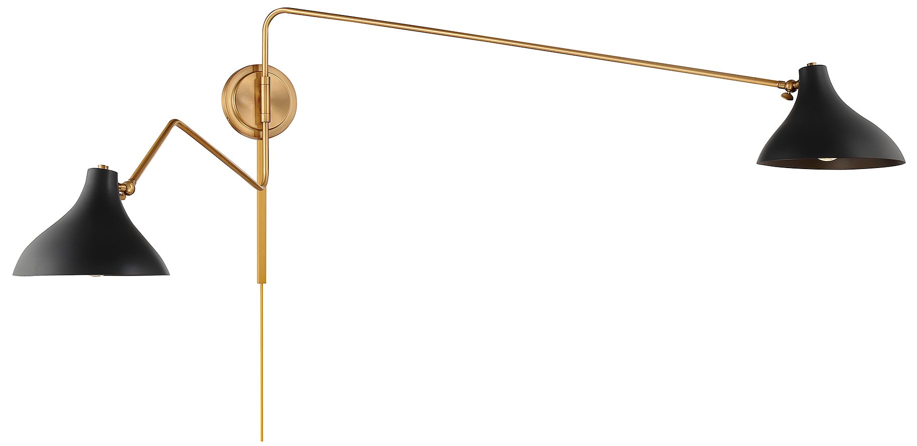 Image 3 2-Light Wall Sconce in Matte Black with Natural Brass more views