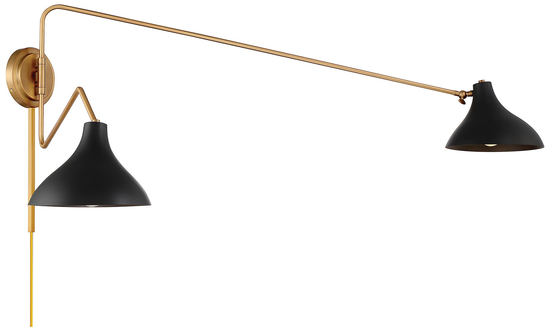 Image 4 2-Light Wall Sconce in Matte Black with Natural Brass more views