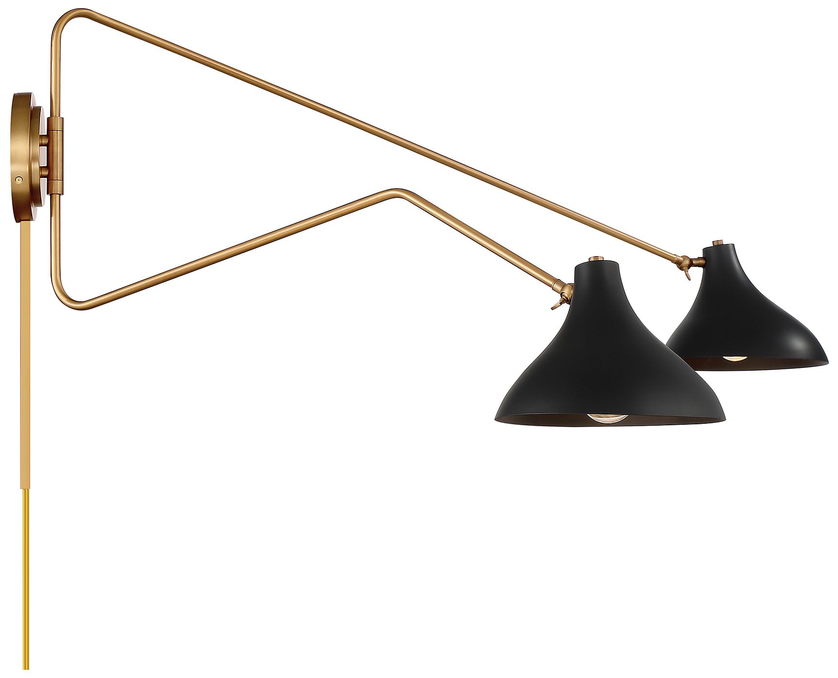 Image 5 2-Light Wall Sconce in Matte Black with Natural Brass more views