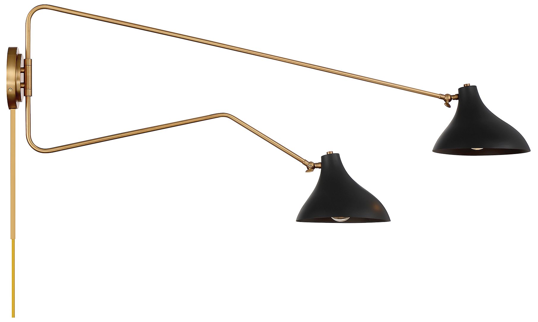 Image 6 2-Light Wall Sconce in Matte Black with Natural Brass more views