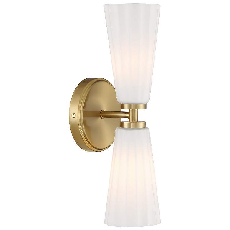 Image 1 2-Light Wall Sconce in Natural Brass