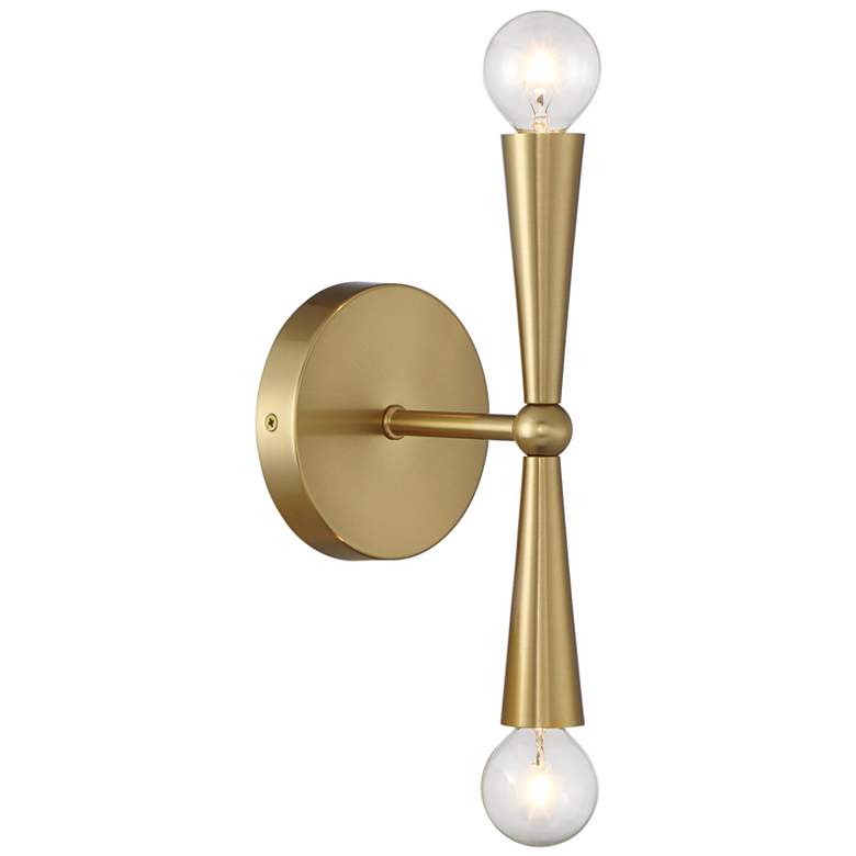 Image 1 2-Light Wall Sconce in Natural Brass
