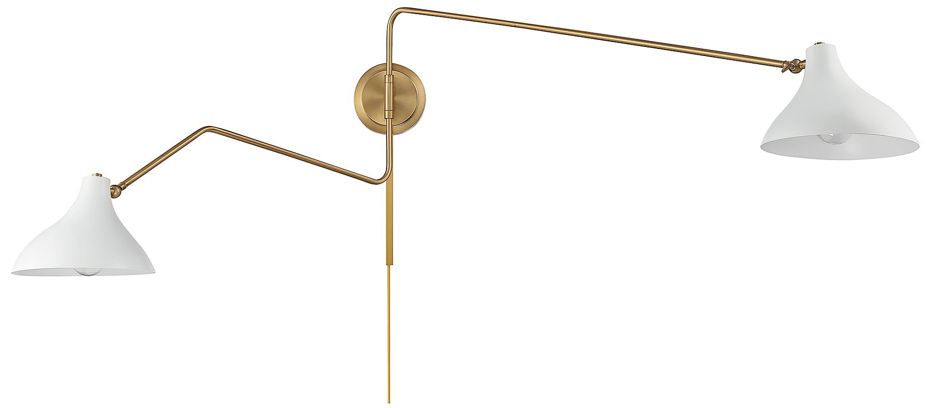 Image 3 2-Light Wall Sconce in White with Natural Brass more views