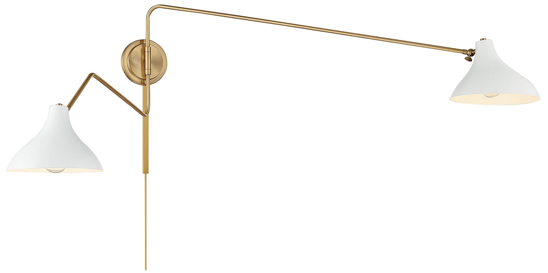 Image 4 2-Light Wall Sconce in White with Natural Brass more views