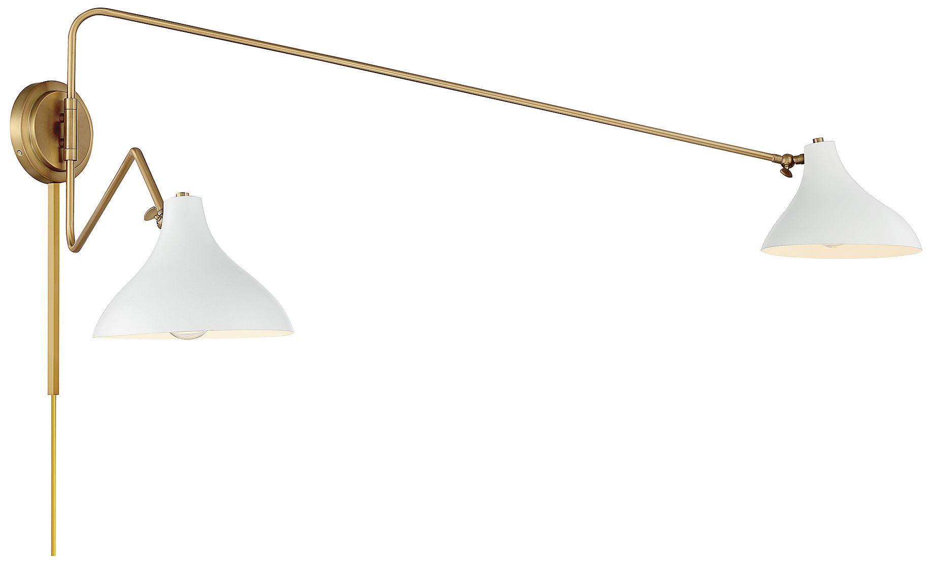 Image 5 2-Light Wall Sconce in White with Natural Brass more views