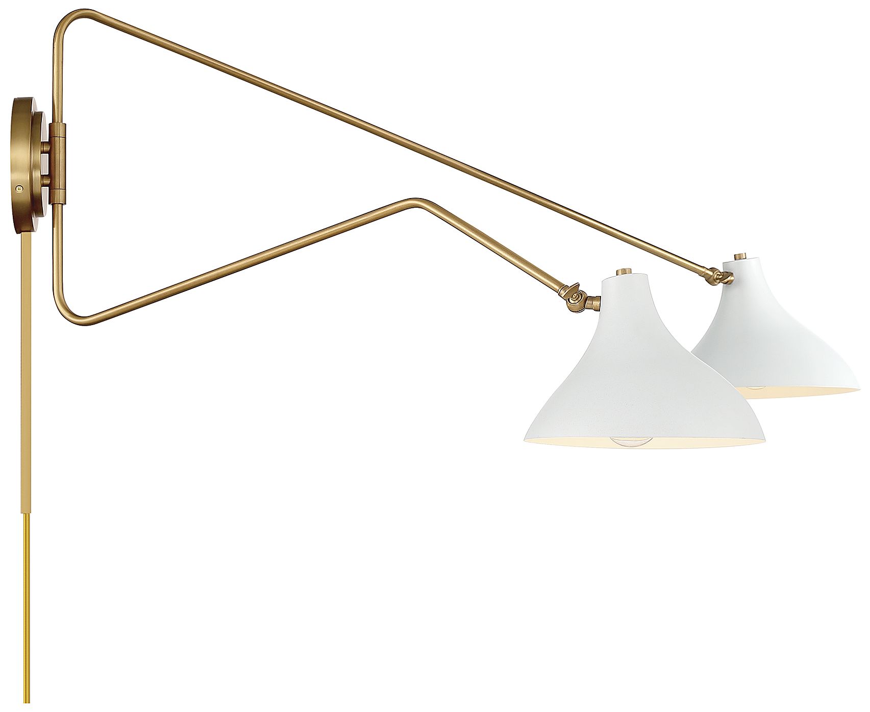 Image 6 2-Light Wall Sconce in White with Natural Brass more views