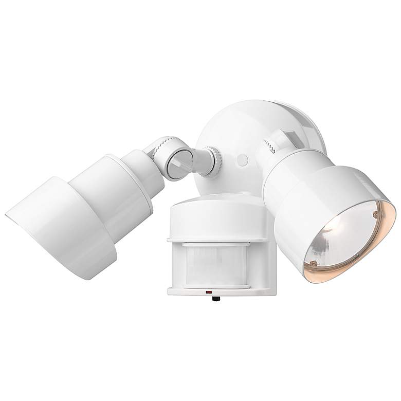 Image 2 2-Light White Integrated LED Adjustable Head Floodlight With Motion Sensor more views