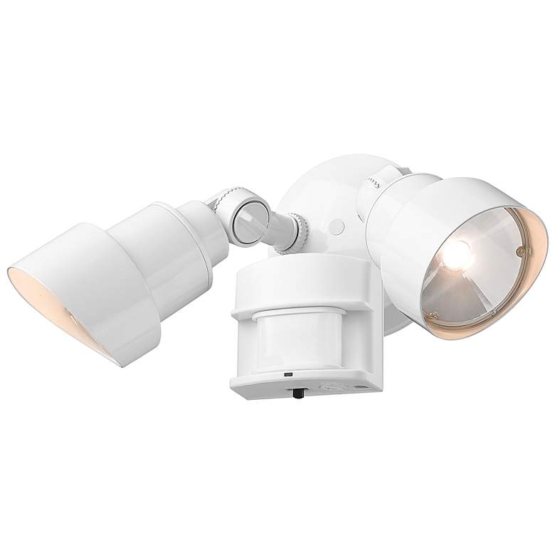 Image 3 2-Light White Integrated LED Adjustable Head Floodlight With Motion Sensor more views