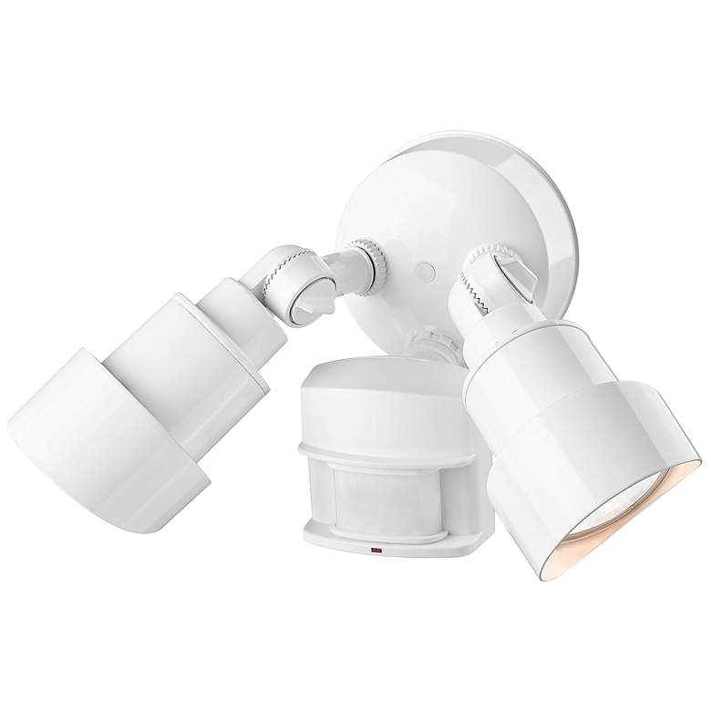 Image 4 2-Light White Integrated LED Adjustable Head Floodlight With Motion Sensor more views
