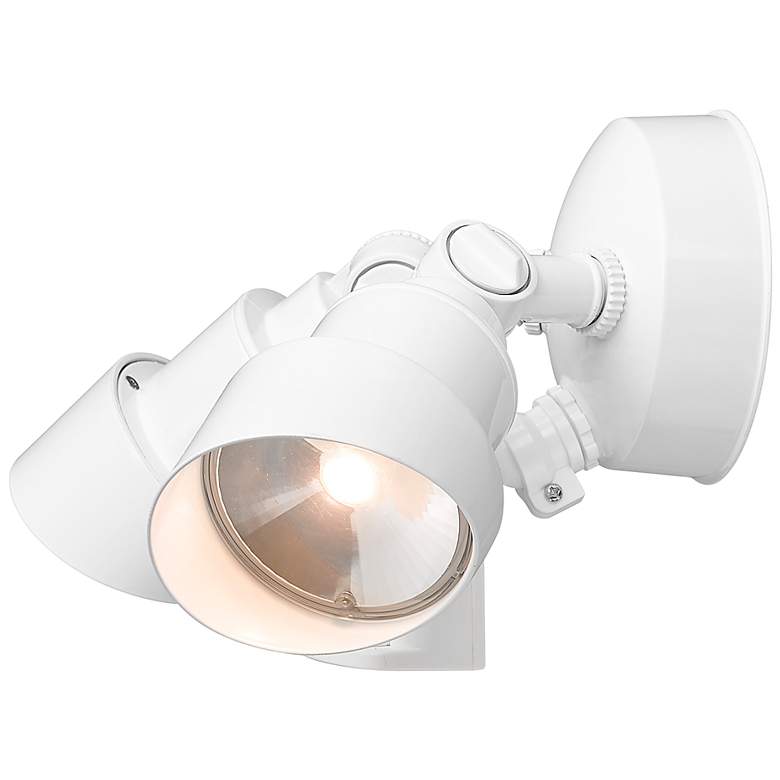 Image 5 2-Light White Integrated LED Adjustable Head Floodlight With Motion Sensor more views