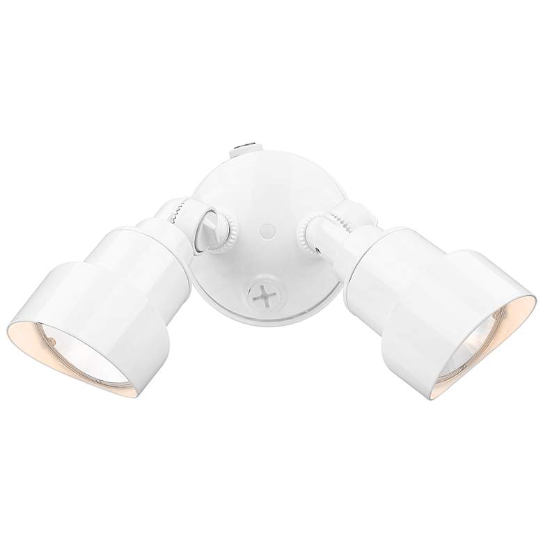 Image 1 2-Light White Integrated LED Adjustable Head Floodlight