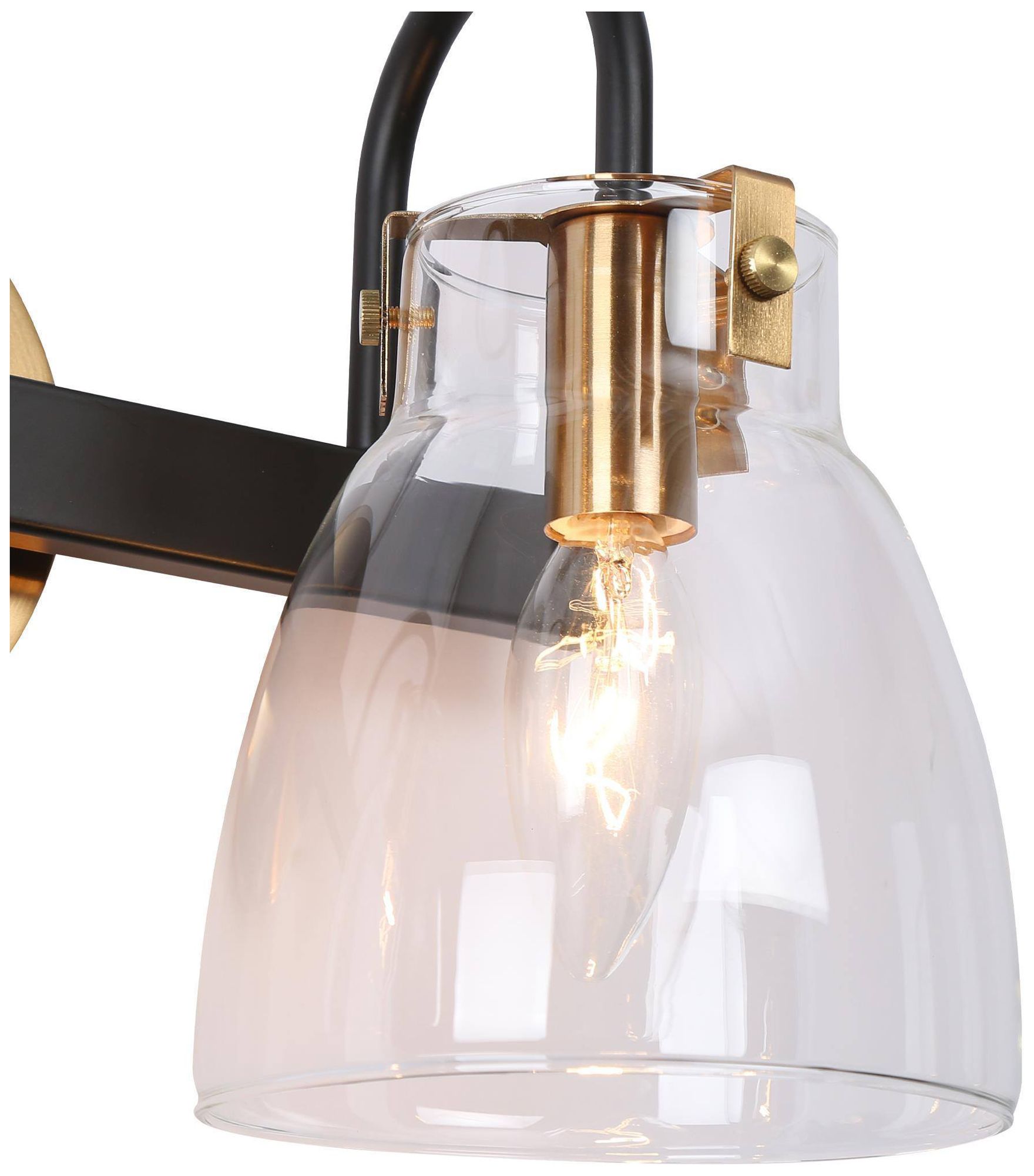 Image 3 2-Lights 13.4"W Bell Black and Imitation Electroplated Copper Wall Lamp more views