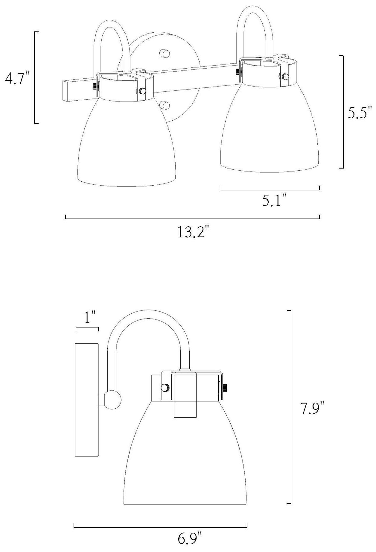 Image 5 2-Lights 13.4"W Bell Black and Imitation Electroplated Copper Wall Lamp more views