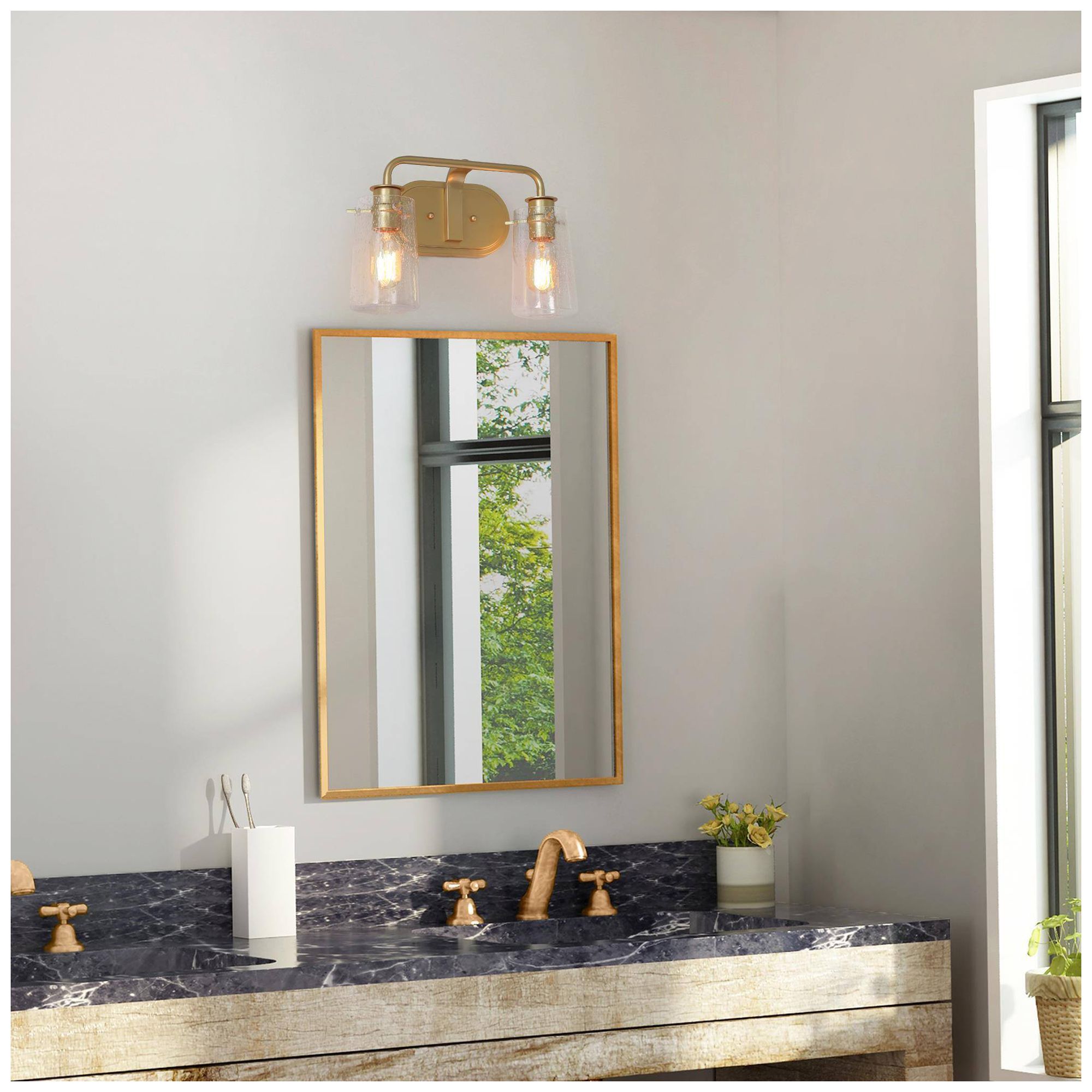 Image 7 2-Lights 13.8"W Cylinder Gold Wall Lamp more views