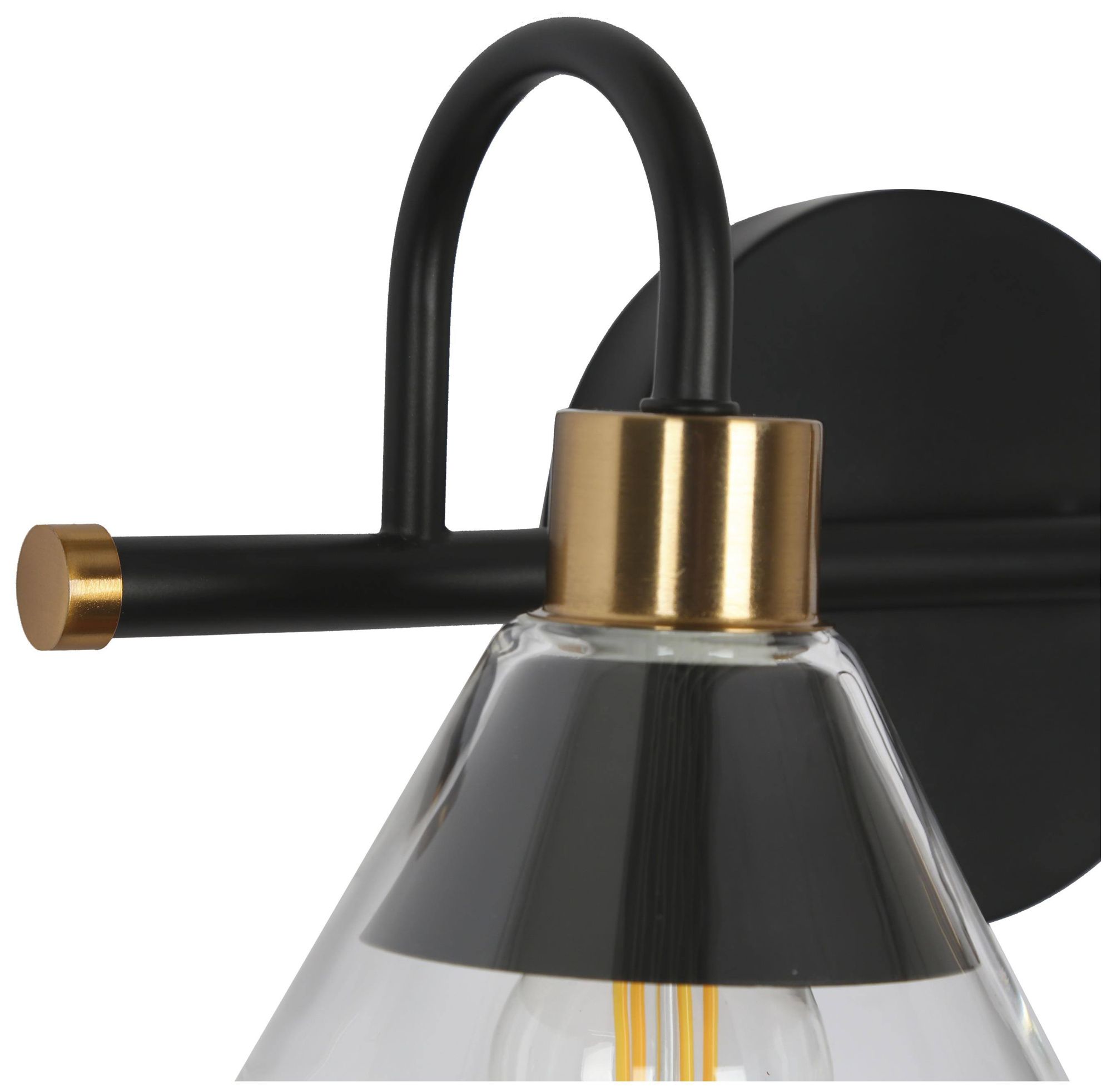 Image 3 2-Lights 13.8"W Tapered Black and Imitation Electroplated Copper Wall Lamp more views