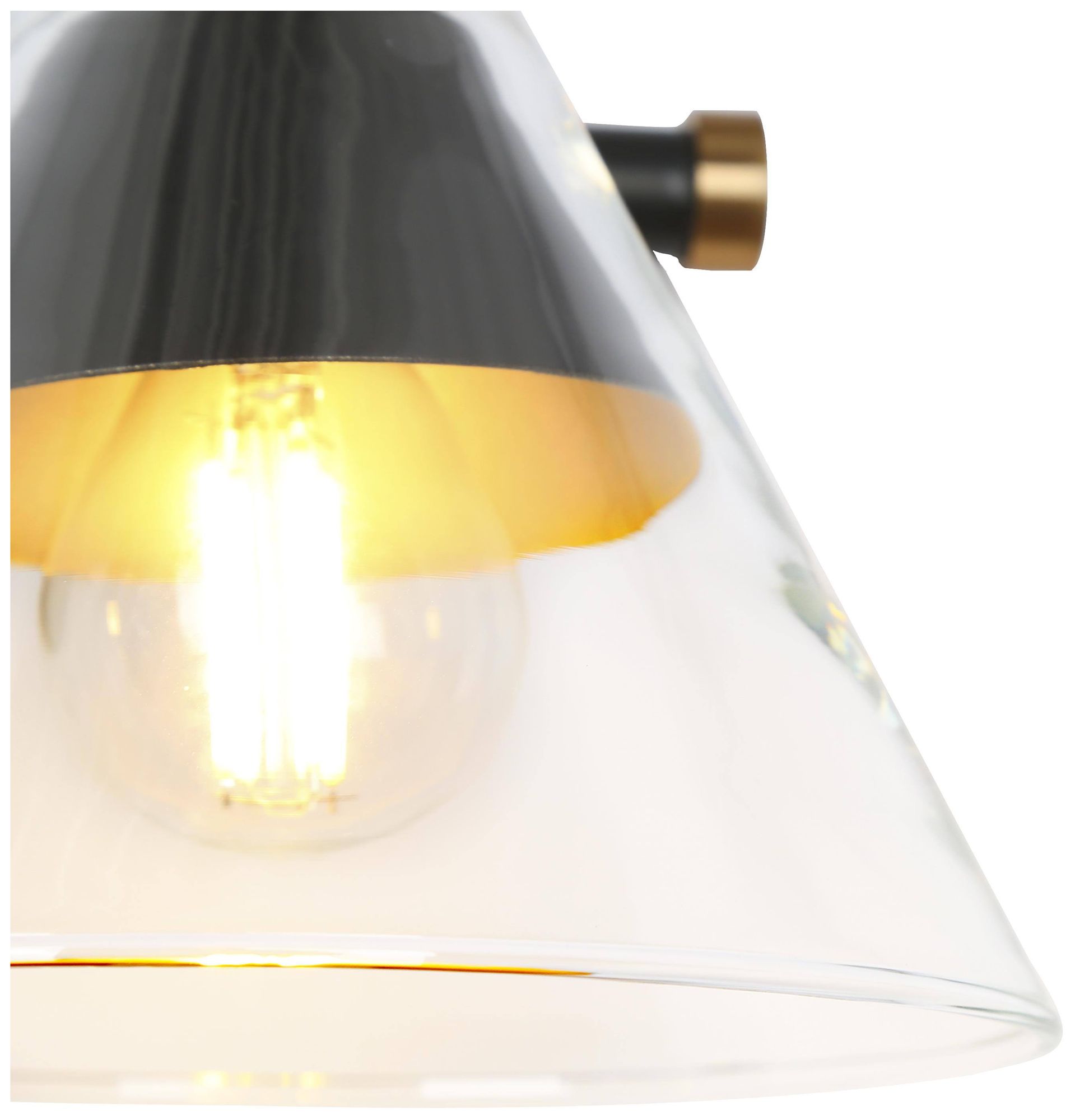 Image 4 2-Lights 13.8"W Tapered Black and Imitation Electroplated Copper Wall Lamp more views