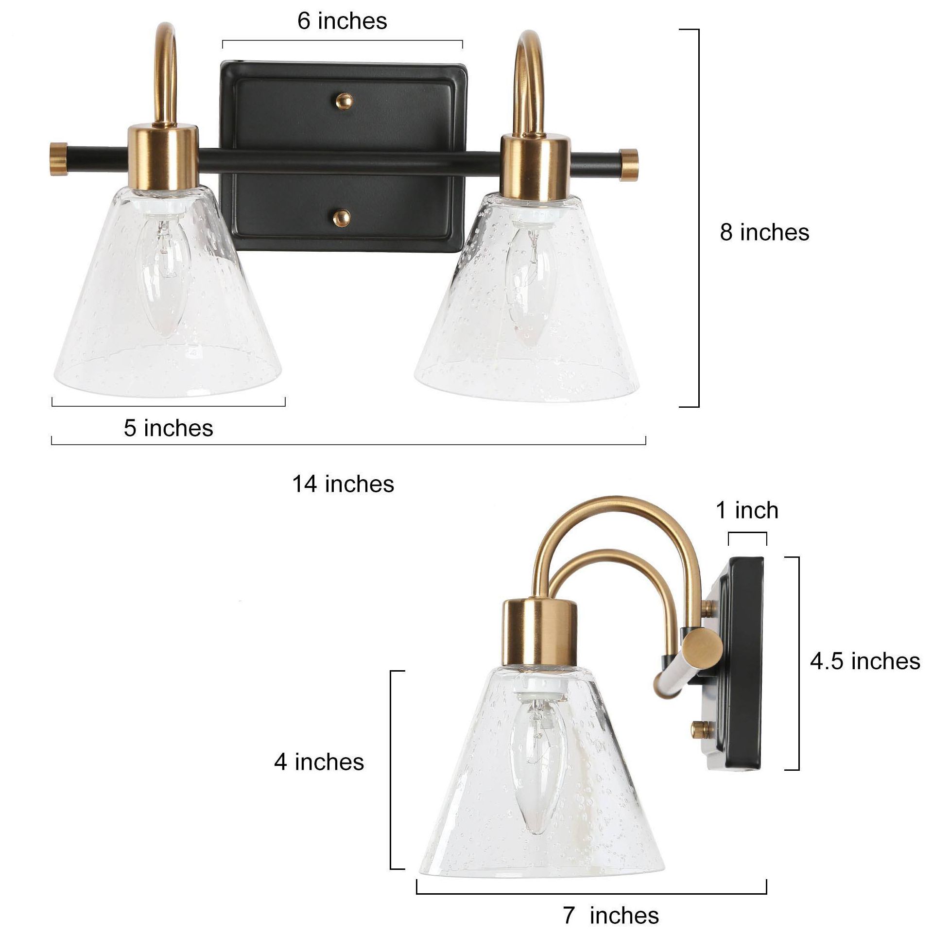 Image 6 2-Lights 13.8"W Tapered Black and Plated Copper Wall Lamp more views