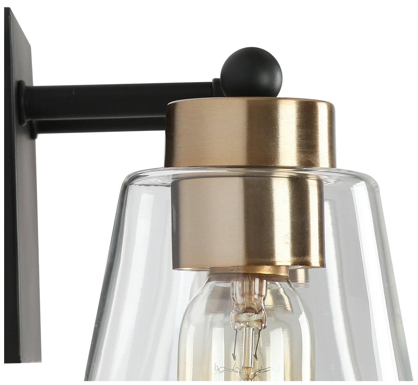 Image 4 2-Lights 13"W Tapered Black and Imitation Electroplated Copper Wall Lamp more views