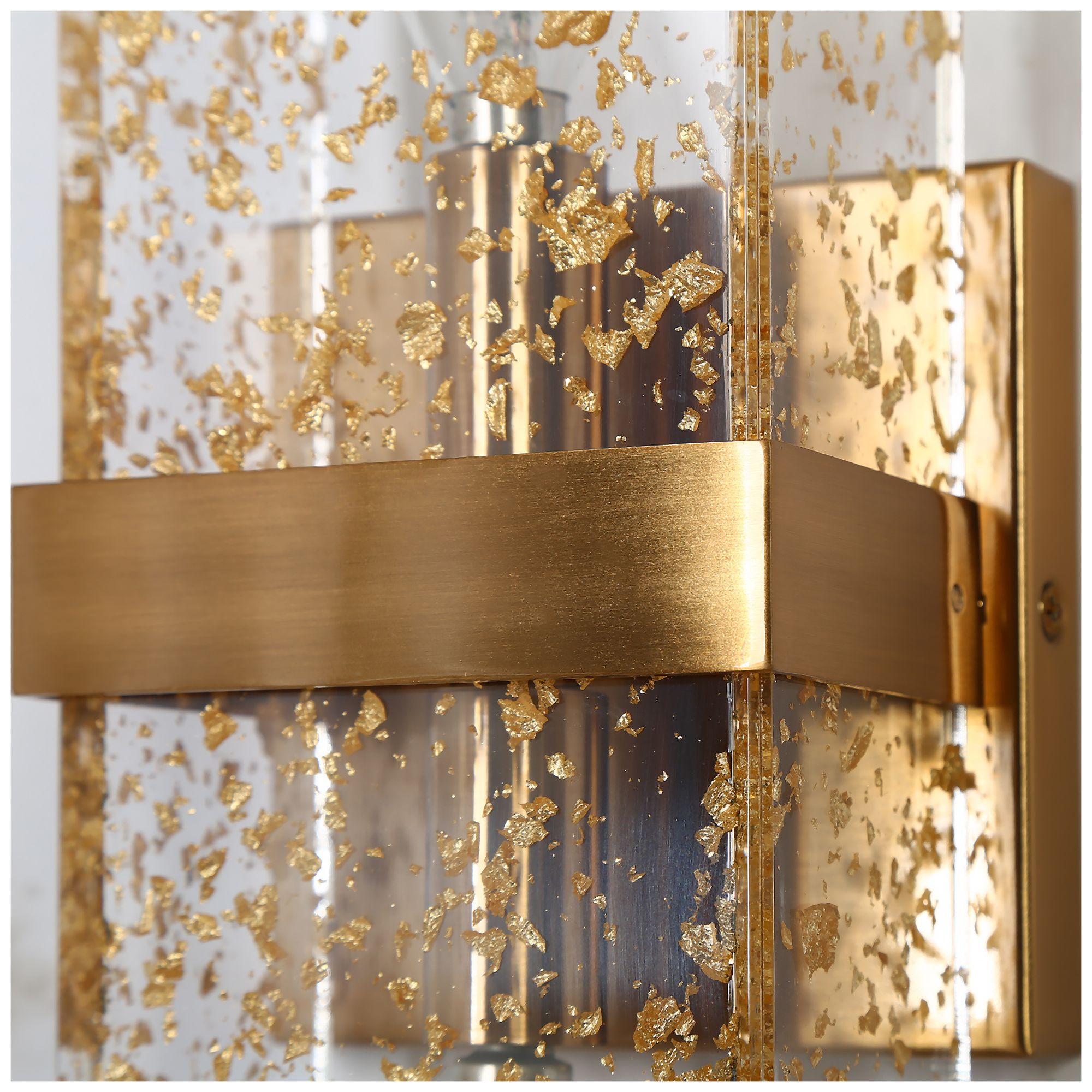 Image 2 2-Lights 14.2"H Rectangle Brass Wall Lamp more views