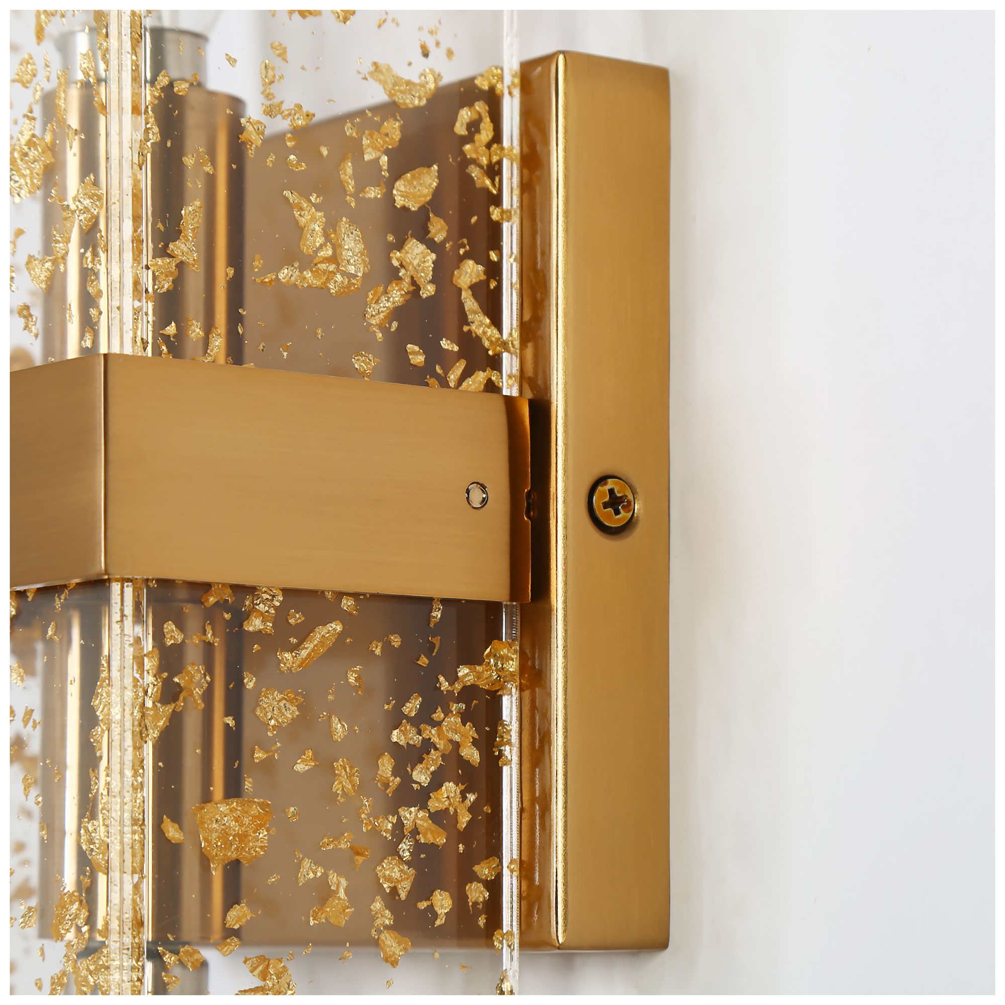Image 3 2-Lights 14.2"H Rectangle Brass Wall Lamp more views