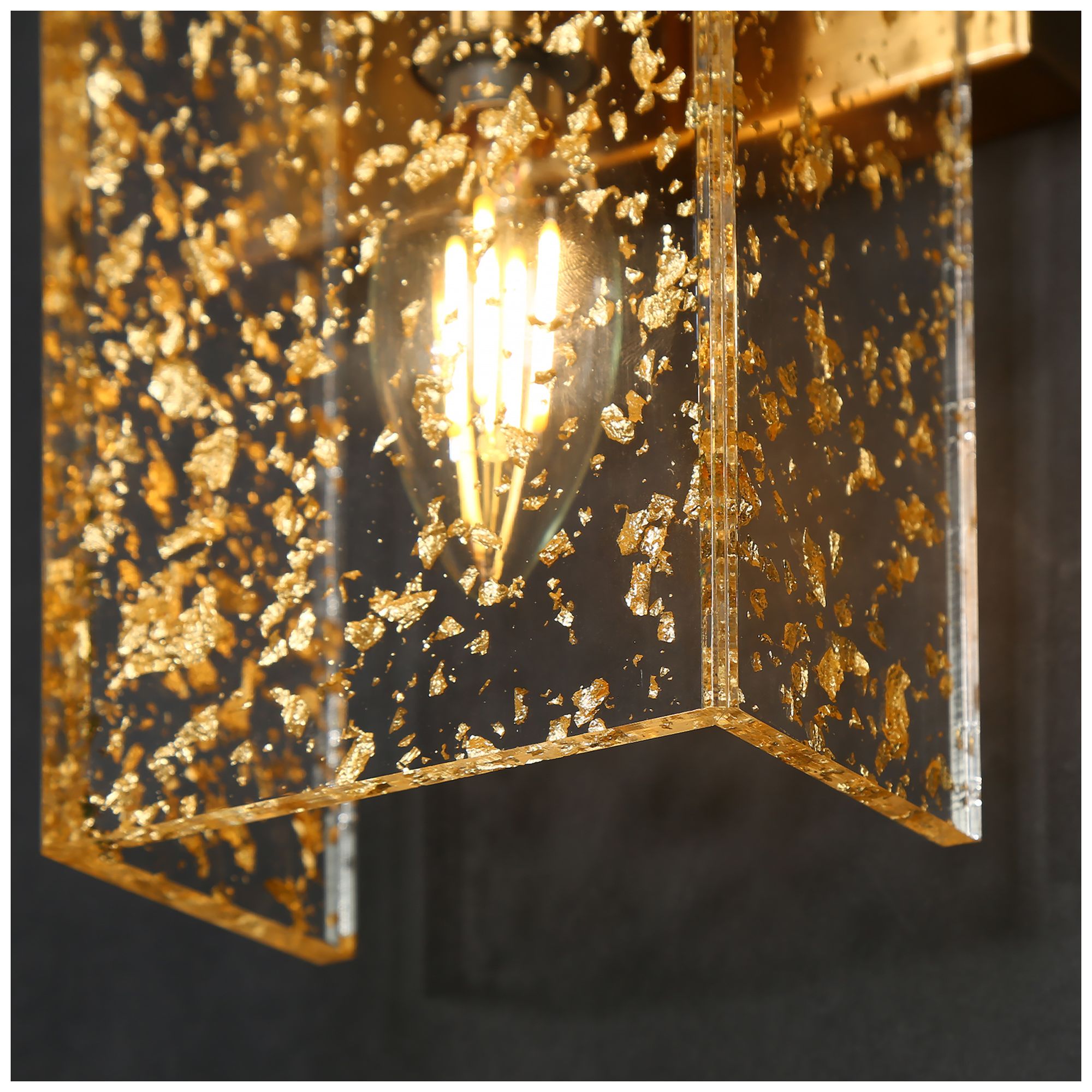 Image 4 2-Lights 14.2"H Rectangle Brass Wall Lamp more views