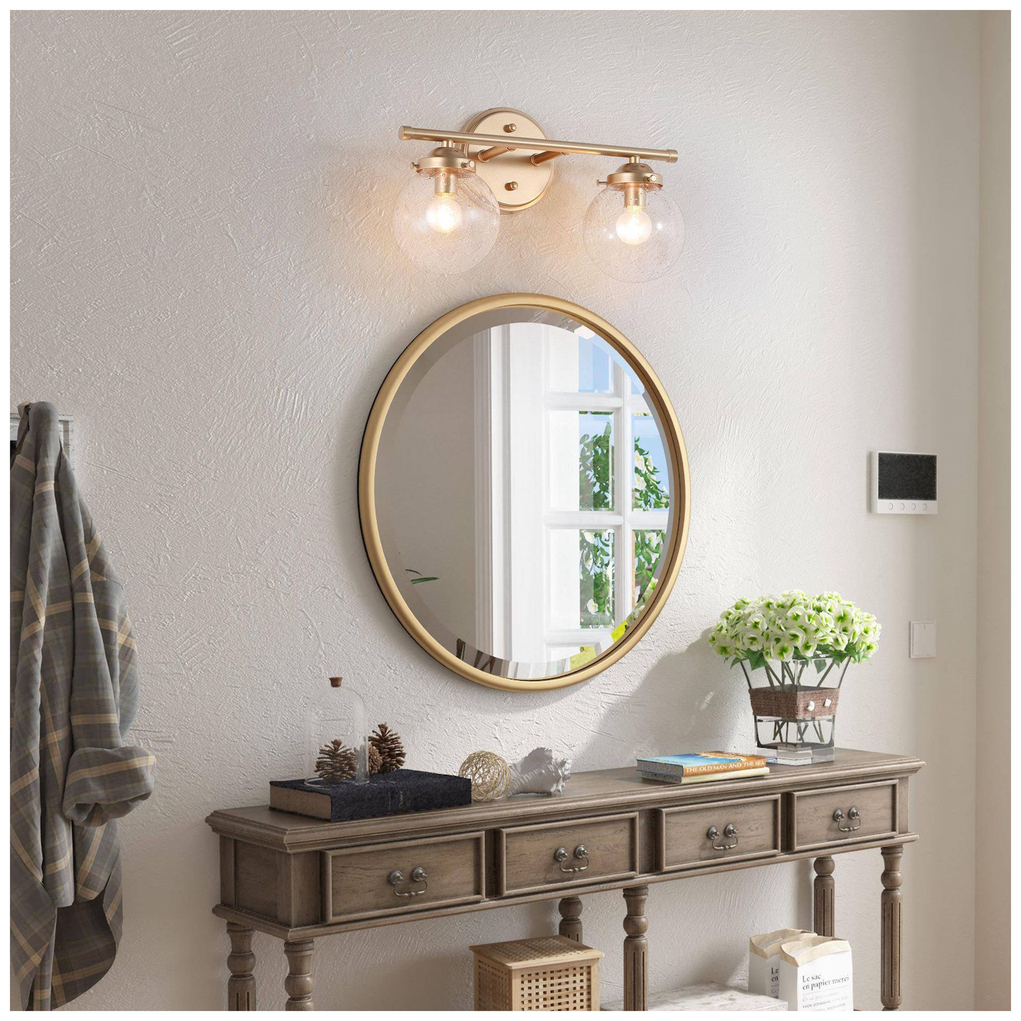 2-Lights 14.2"W Globe Dark Gold  Wall Lamp
