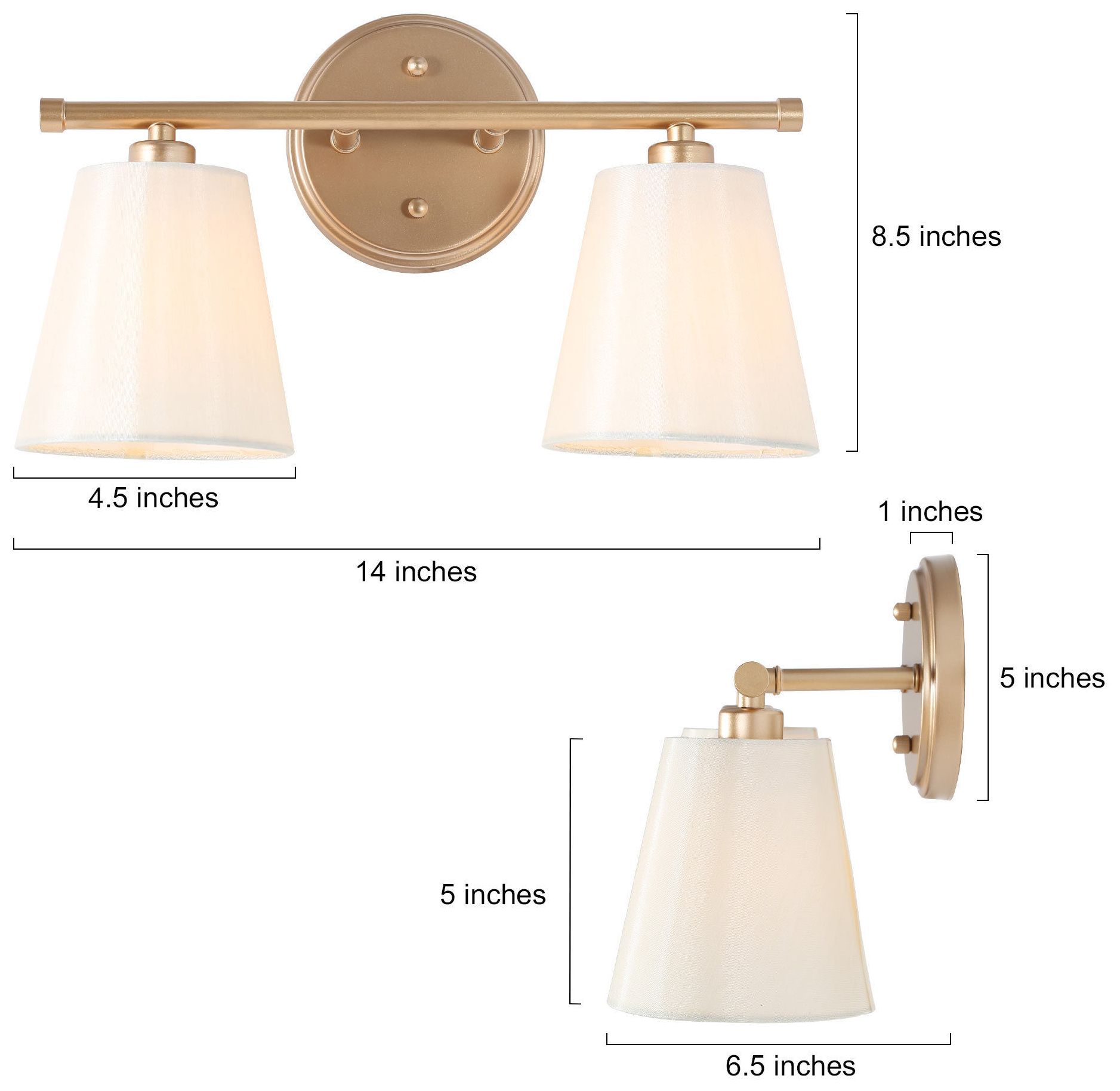Image 5 2-Lights 14.6"W Tapered Dark Gold  Wall Lamp more views