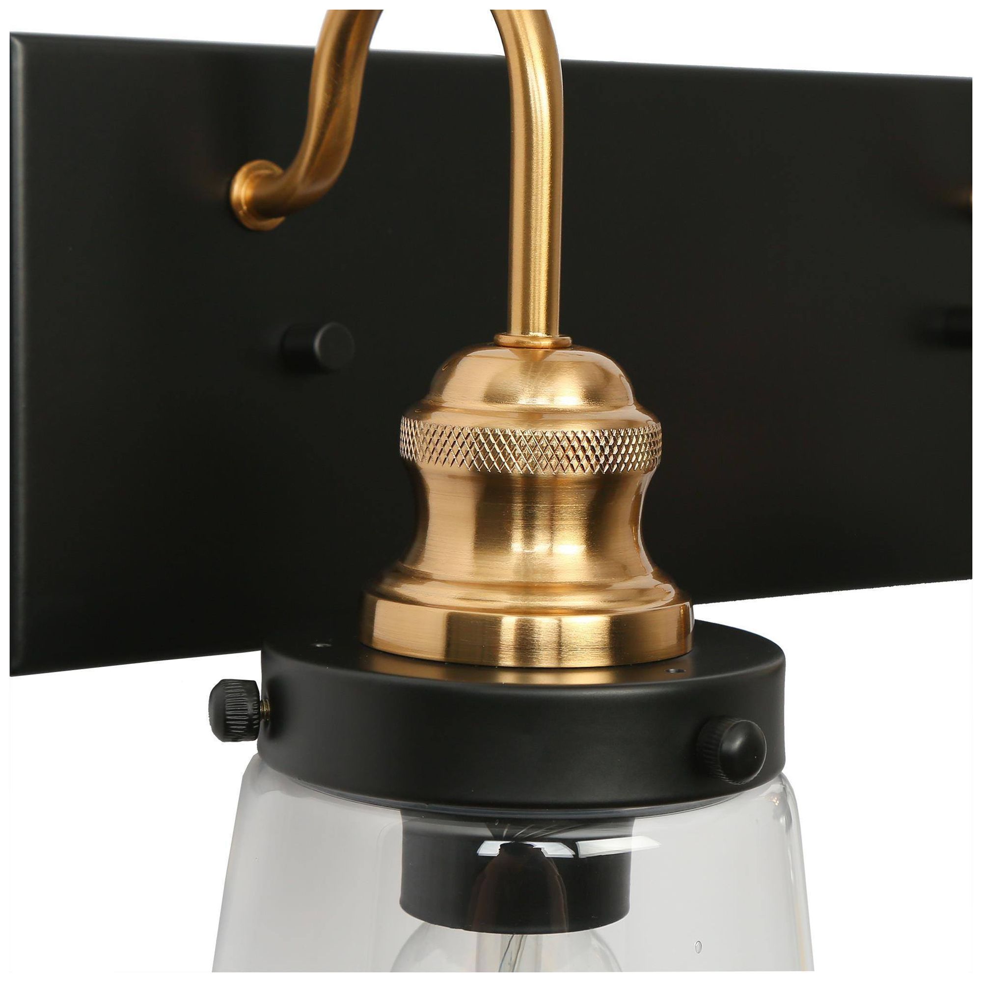 Image 3 2-Lights 15"W Bell Flat Black and Imitation Electroplated Copper Wall Lamp more views