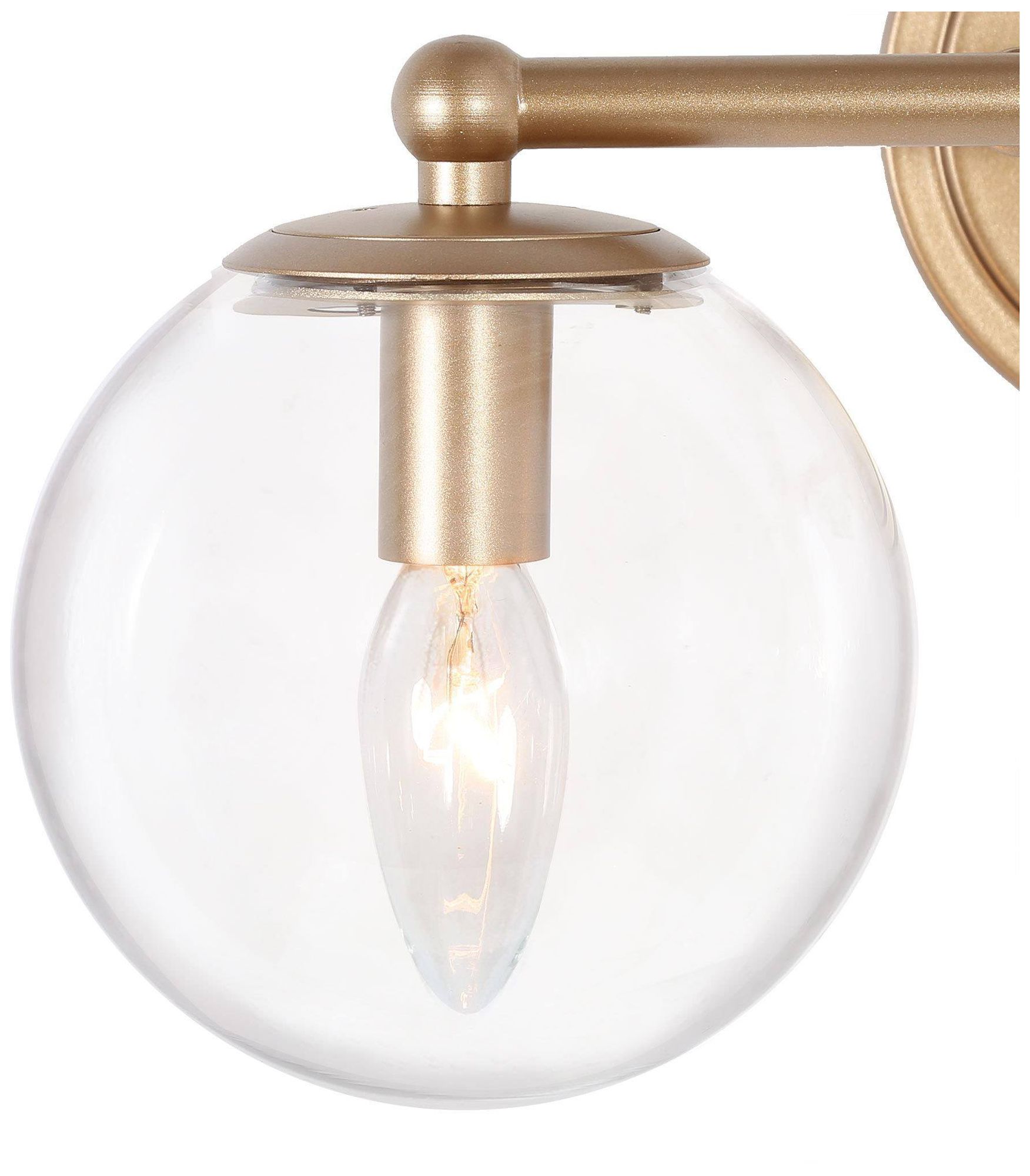 Image 5 2-Lights 15"W Globe Dark Gold  Wall Lamp more views
