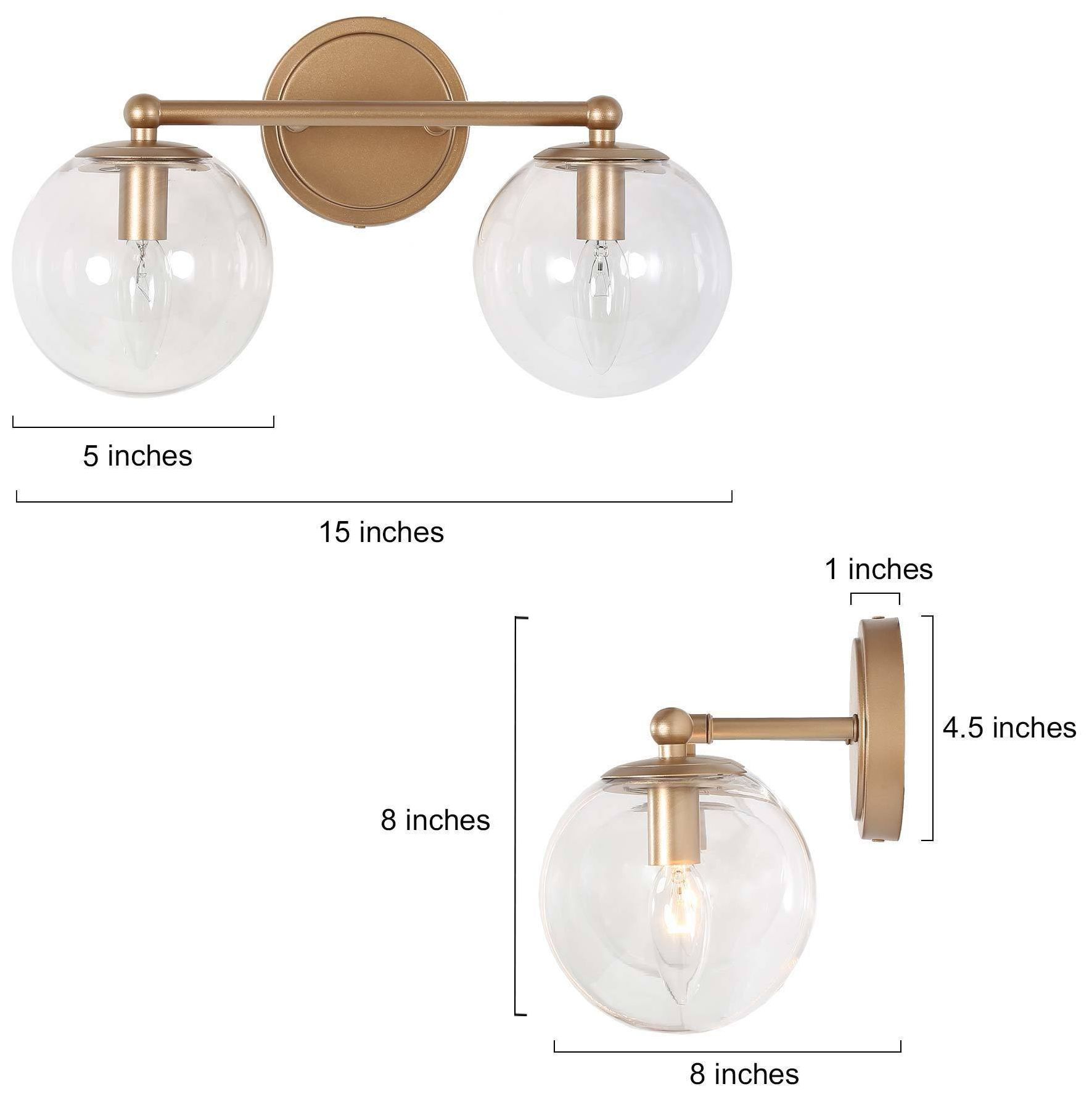 Image 7 2-Lights 15"W Globe Dark Gold  Wall Lamp more views